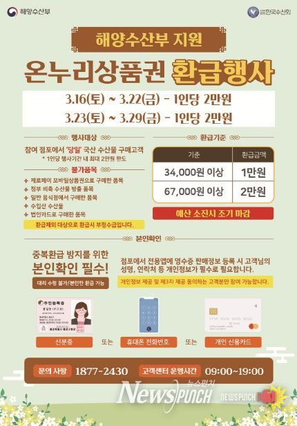 광주광역시, 수산물 온누리상품권 환급행사 연장