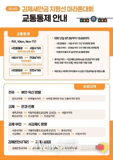 제24회 김제새만금 지평선 전국마라톤대회 교통통제 실시