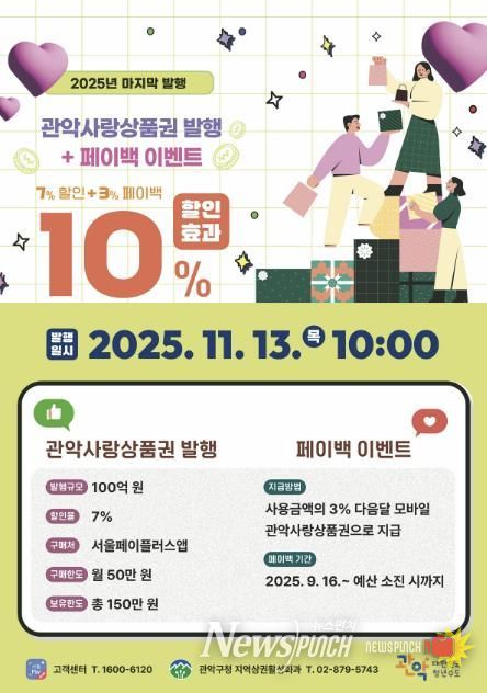 관악사랑상품권 발행 홍보 포스터