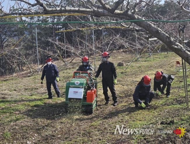 보성군은 오는 11월 3일부터 ‘영농부산물 파쇄지원단’을 본격 운영해 산불 예방과 미세먼지 저감, 농촌 일손 부담 완화에 나선다_2024년 파쇄지원단 활동 사진(1)