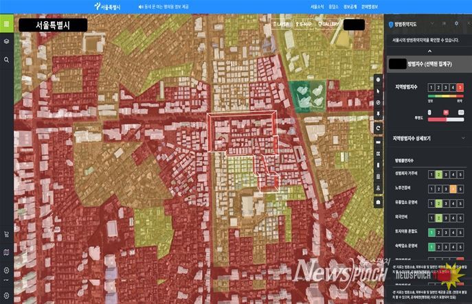 S-Map 방범예측지수 서비스 화면