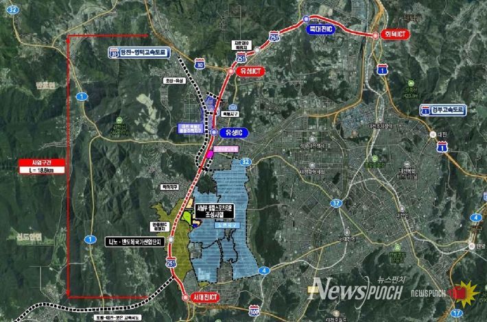 호남고속도로지선 확장 위치도