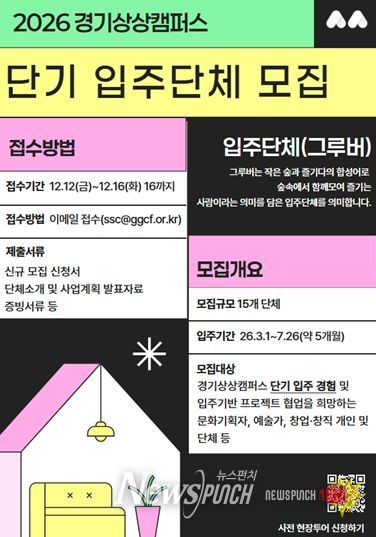 2025년 경기상상캠퍼스 단기입주단체 모집 포스터