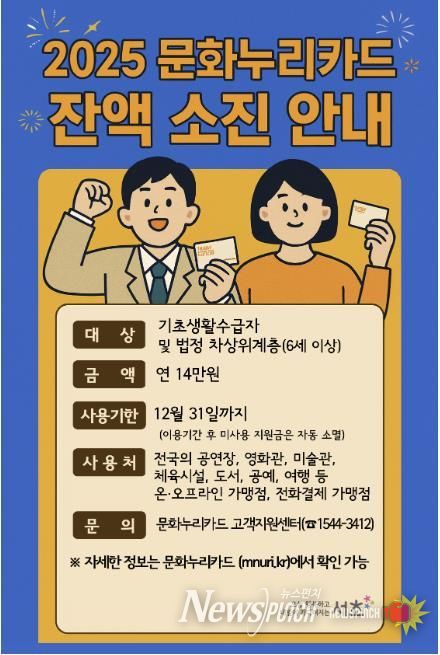 2025년도 문화누리카드 잔액 소진 안내 홍보 포스터