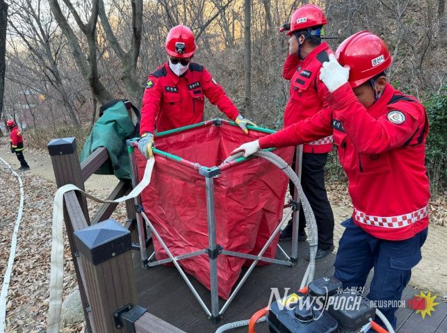 『경산시, 겨울철 산불 대비 산불 진화 기계화 훈련』실시