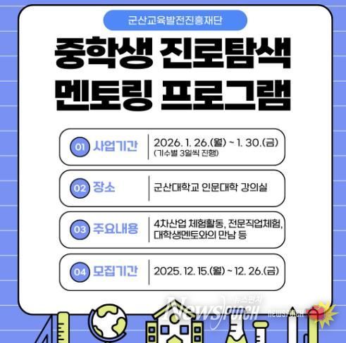 군산교육발전진흥재단, 겨울방학 맞아 중학생 진로 멘토링 운영