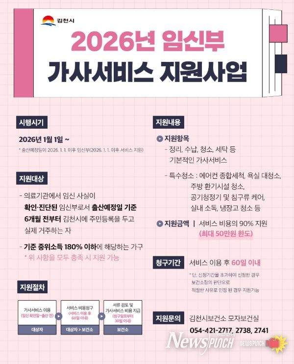 김천시 임신부 가사서비스 지원