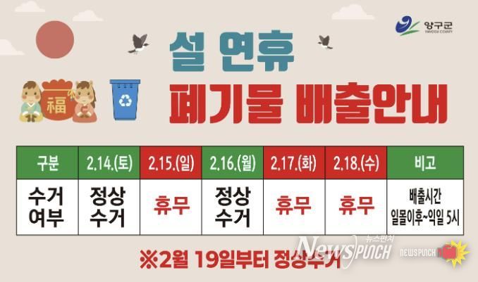 양구군 설 연휴 종합대책 추진