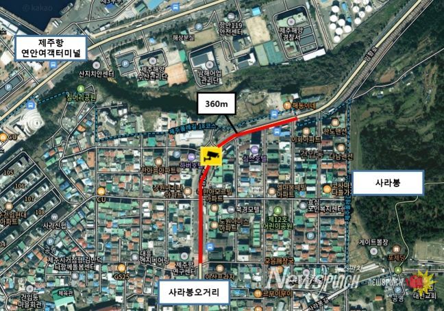 불법 주·정차 무인단속 카메라 설치 대상 위치도(하버호텔 인근)