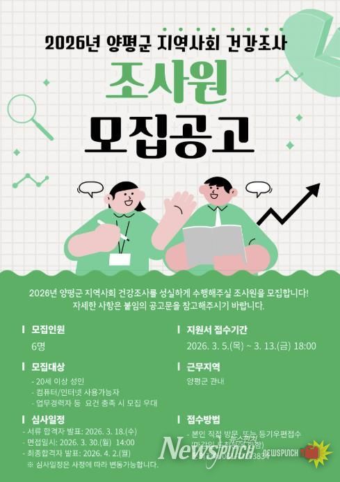 지역사회 건강조사 조사원 모집 포스터