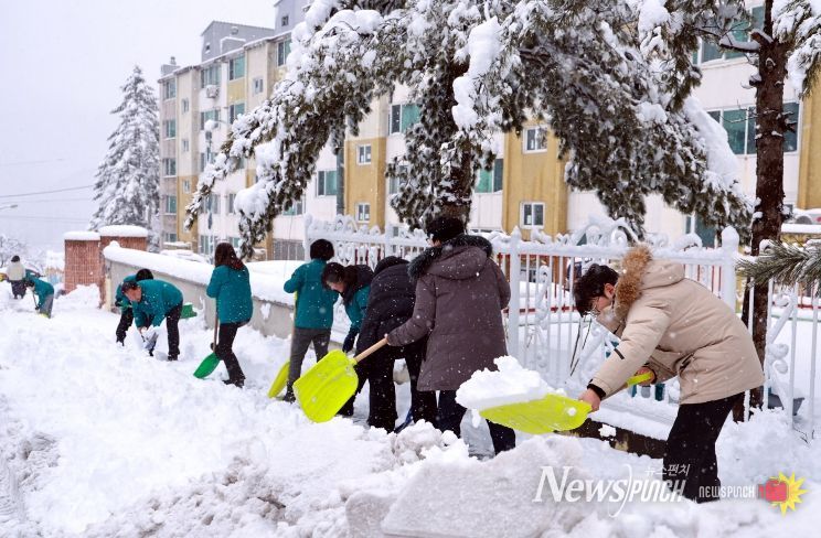 태백지역 폭설, 전 공무원 투입 제설 총력 대응