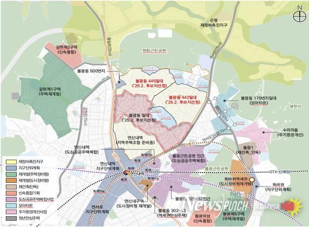 불광동 445·442번지 일대 위치도(개략)