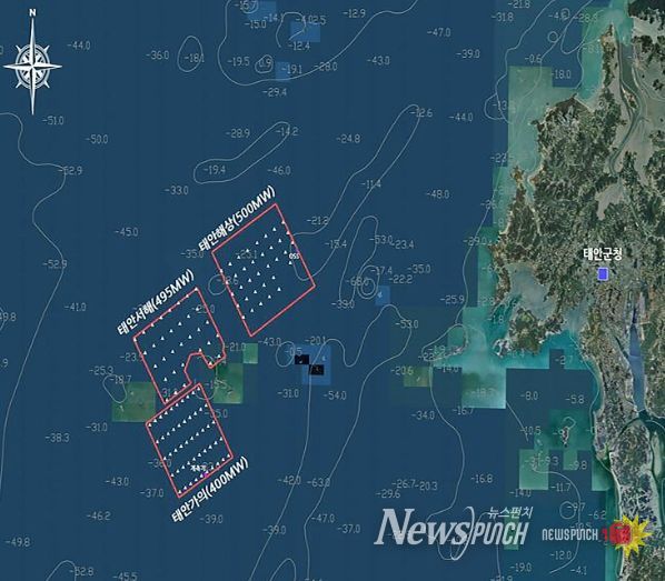 태안 해상풍력 3개 단지 조감도.