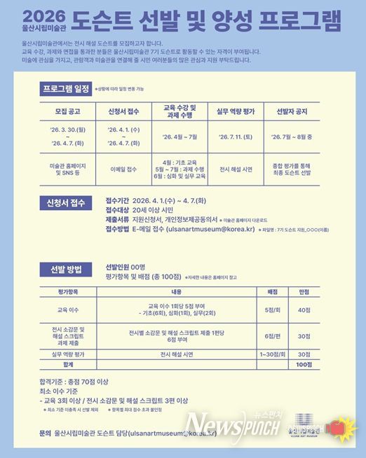 울산시립미술관 도슨트 선발 및 양성 프로그램 포스터
