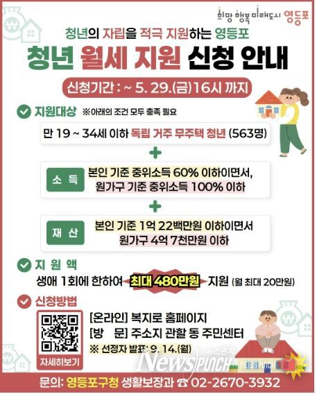 영등포구 청년월세 지원사업 홍보 포스터