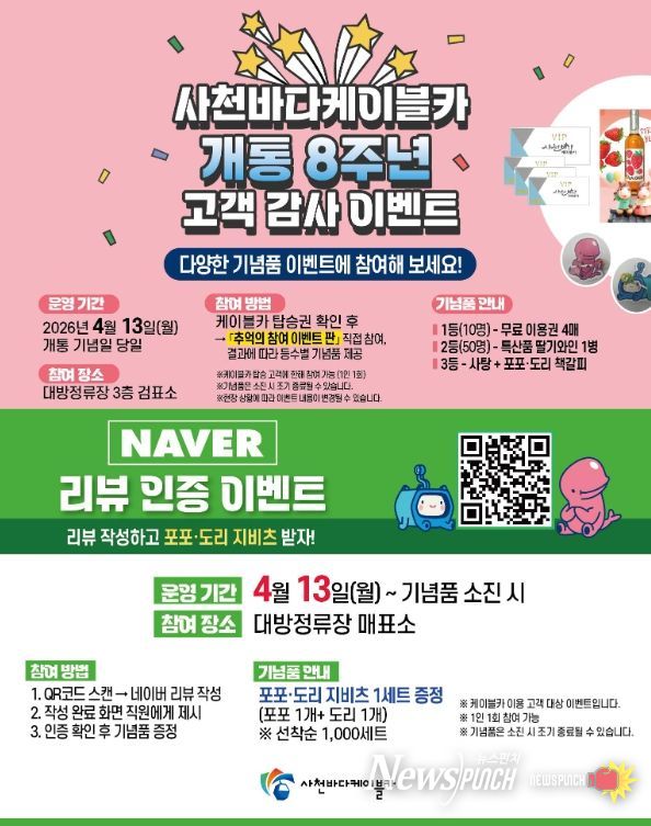 사천바다케이블카 8주년 기념 ‘역대급 고객 감사 이벤트’