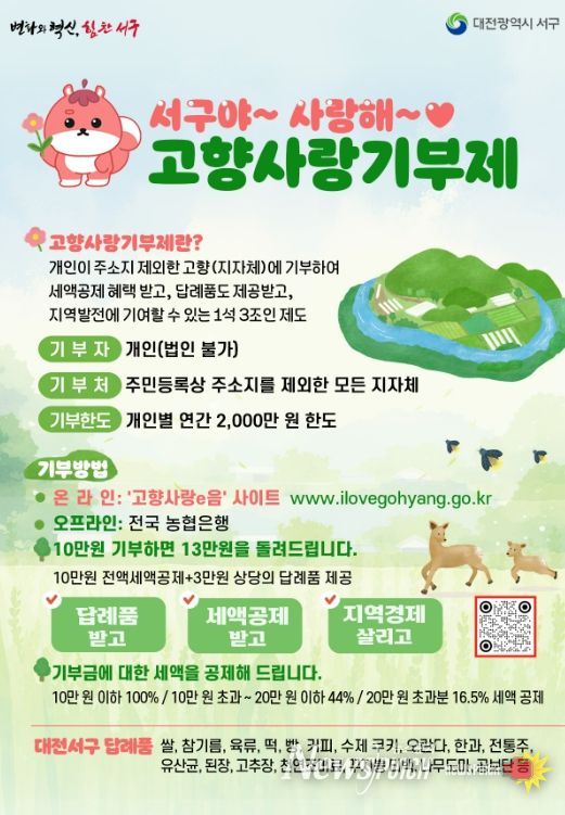 대전 서구 고향사랑기부제 홍보물